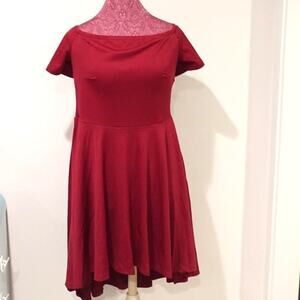 CUQY Women's Off-Shoulder High Low Hem Cocktail Dress, Size XL Wine Red